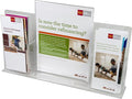 Clear-Ad - LHDDP-8511 - Acrylic Desk Display with Sign & Double Trifold Brochure Holders - Multipurpose Desktop Organizer Stand (Pack of 15)