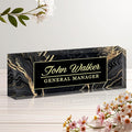 Personalized Name Plate for Desk, Custom Acrylic Desk Name Sign, Office Appreciation Gifts for Women Men Coworkers Boss Teacher Employee (Black Marble)