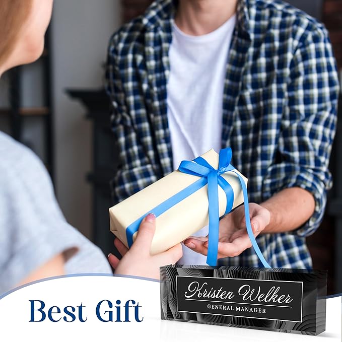 Personalized Office Name Plate, Custom Name Plate for Desks, Office Desk Decorations Gift for Women Men, Acrylic Desk Name Plate for Teacher Coworkers Staff Boss (Business Style-1)