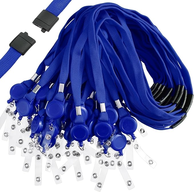 Windyun 108 Pcs Breakaway Lanyard with Safety ID Bulk Retractable Lanyards Flat Neck Straps (Blue)