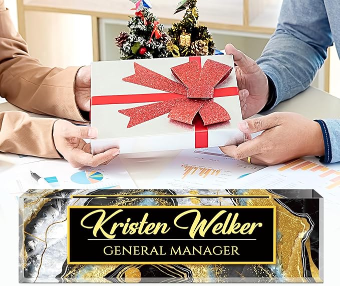 Custom Name Plate for Desk, Desk Name Plate Personalized, Office Decor for Women Men, Acrylic Desktop Accessories, Office Appreciation Gifts for Boss Social Workers Teacher Nurse Employee (Black Coast)