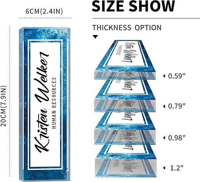 Custom Name Plate for Desk, Desk Name Plate Personalized, Office Decor for Women Men, Acrylic Desktop Accessories, Office Gifts for Coworkers Boss Teacher, Employee Appreciation Gifts (Blue Sea)