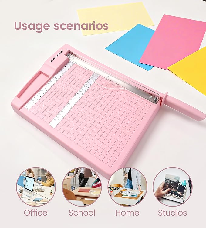 Paper Trimmer, 12" Cutting Length Heavy Duty Paper Cutter with Safety Protection and Blade Lock, Paper Cutter 12 Sheets, Cardstock/Laminate