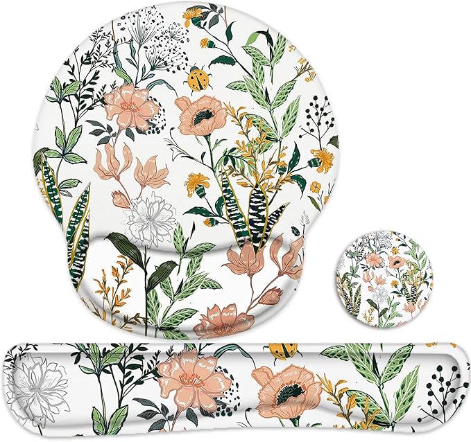 Keyboard Wrist Rest and Mouse Pad, Ergonomic Memory Foam Mouse Pad Wrist Support, Non-Slip & Pain Relief Mouse Pad and Keyboard Wrist Support, Comfortable Mousepad with Wrist Rest for Home, Office