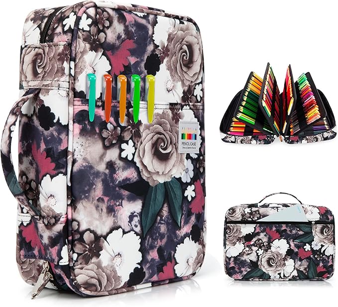 YOUSHARES Pencil Holder 300 Slots - 300 Slots large Pen Case Organizer with Multilayer Holder for Prismacolor Colored Pencils & Gel Pen (Grey Rose)