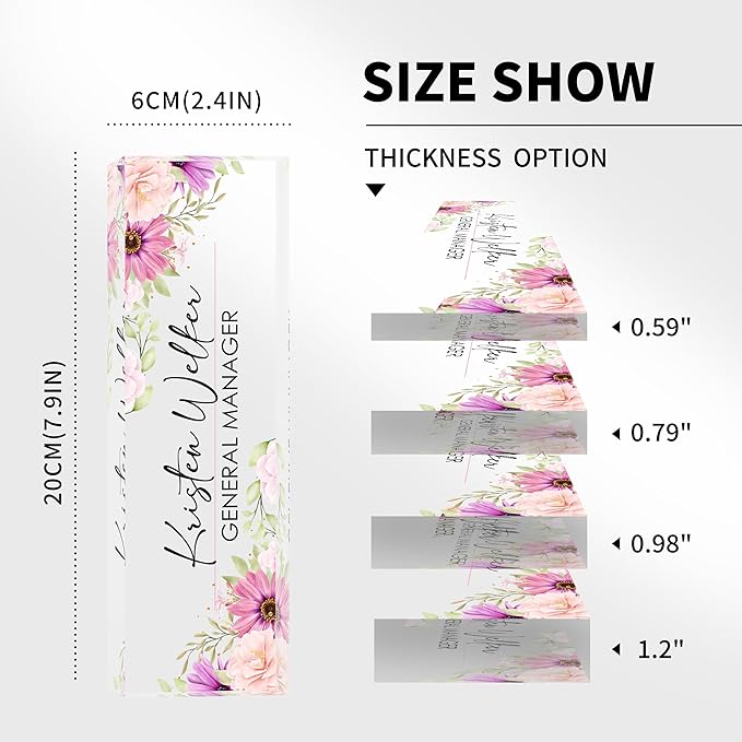 Personalized Desk Name Plates - Office Gifts for Teacher, Boss, Employee Appreciation - Chrysanthemum