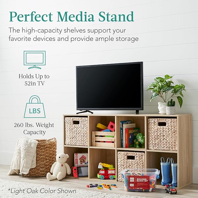 Best Choice Products 8-Cube Storage Organizer, 13.5in Shelf Opening, Bookcase, Display Shelf, Customizable w/ 2 Removable Back Panels – Black