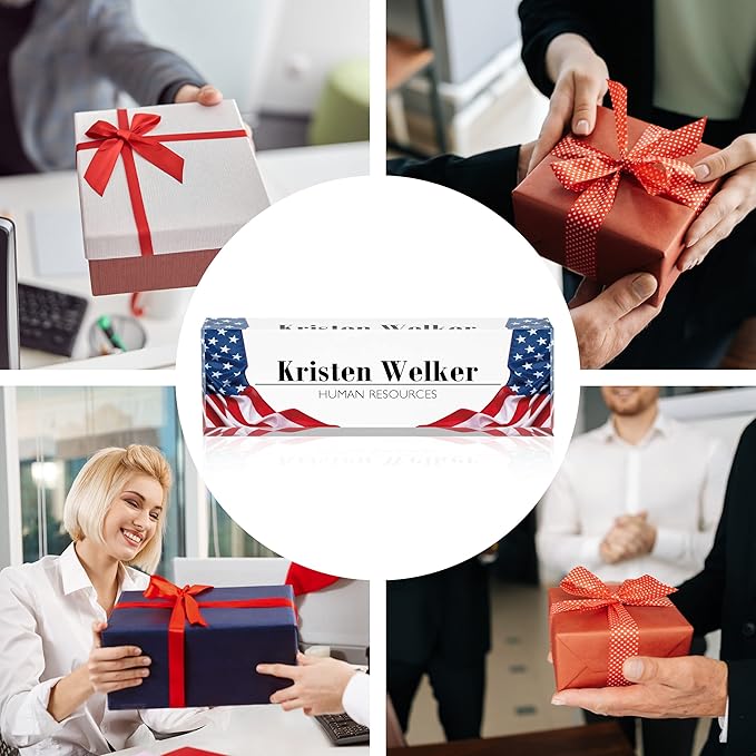 Flpoxzd Desk Name Plate Personalized, Custom Name Plates for Desks, Premium American Flag Acrylic Desk Name Plate, Office Desk Decor for Women or Men Coworkers, Boss, Employee, Teacher (Flag2)