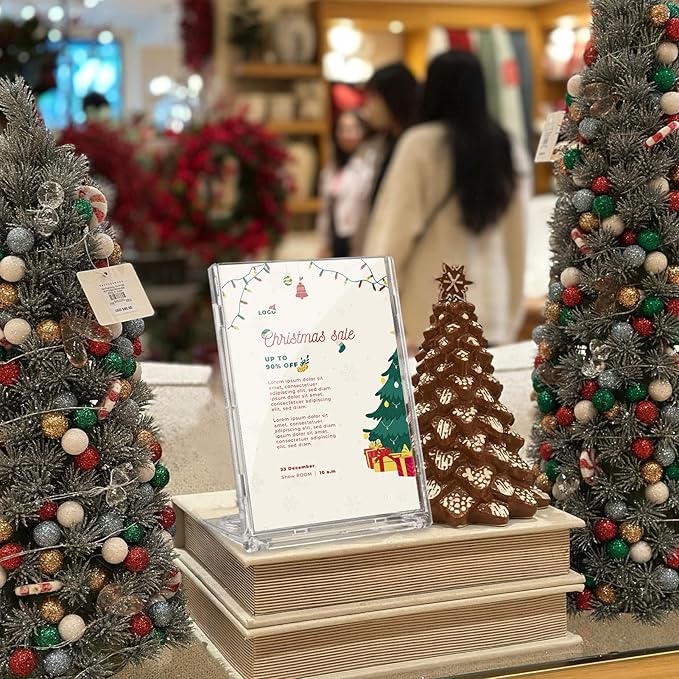 10 Pack 5x7 Inch Sign Holder Vertical, Double-Sided Usage with Swivel Base for Table Display, for Office, Store, Restaurant, Retail Counters, for Menu, Message Board, Note