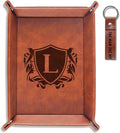 INNObeta Initial Valet Tray, Desktop Storage Organizer, PU Leather Bedside Tray Key Coin Holder, Personalised Gifts for Men, Birthday, Christmas, Letter L