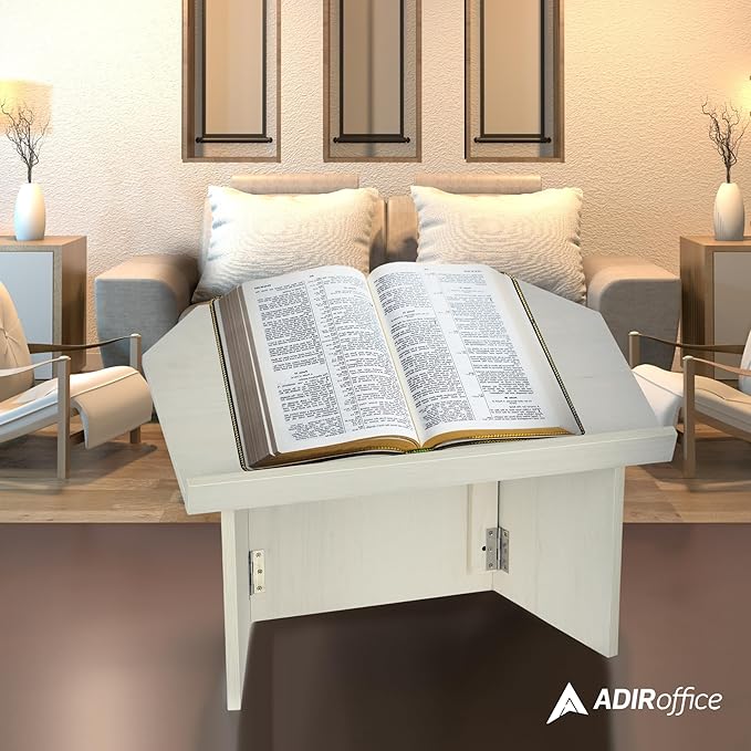 AdirOffice Tabletop Podium, Folding Podium Ideal as a Tabletop Lectern, White