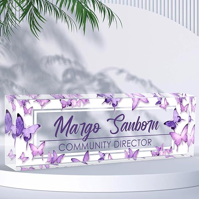 Custom Desk Name Plate Personalized, Acrylic Name Plates for Desk, Office Decor Personalized Gifts for Teacher Coworkers Boss Nurse (American Flag 3)