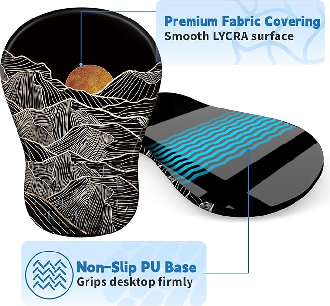 YIWEI Ergonomic Mouse Pad with Wrist Rest - Comfortable Office Mousepad with Memory Foam Wrist Support for Carpal Tunnel Relief, Mouse Pads with Non-Slip Base for Gaming and Home (Sunset)