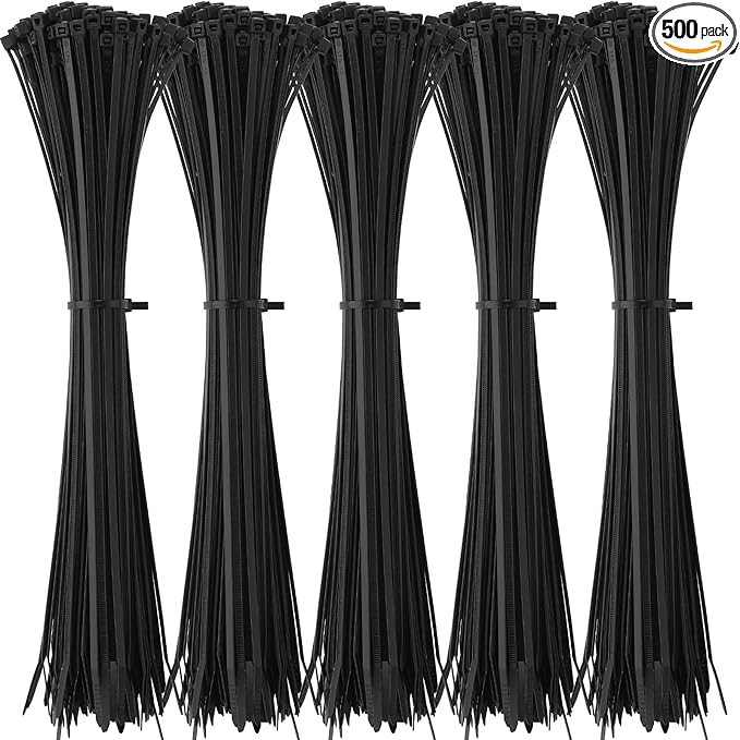 Shappy 500 Pack Long Zip Ties Heavy Duty, Ultra Exclusive Strong Cable Ties Large Industrial Electrical for Indoor Outdoor Plastic Wraps(Black,18 Inch)