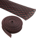25ft PET Expandable Wire Loom 1.25 Inch, PET Braided Wire Sleeving Cable Management Sleeve Tubing [for Audio Video Home Office Cord Protector]-Black, Red