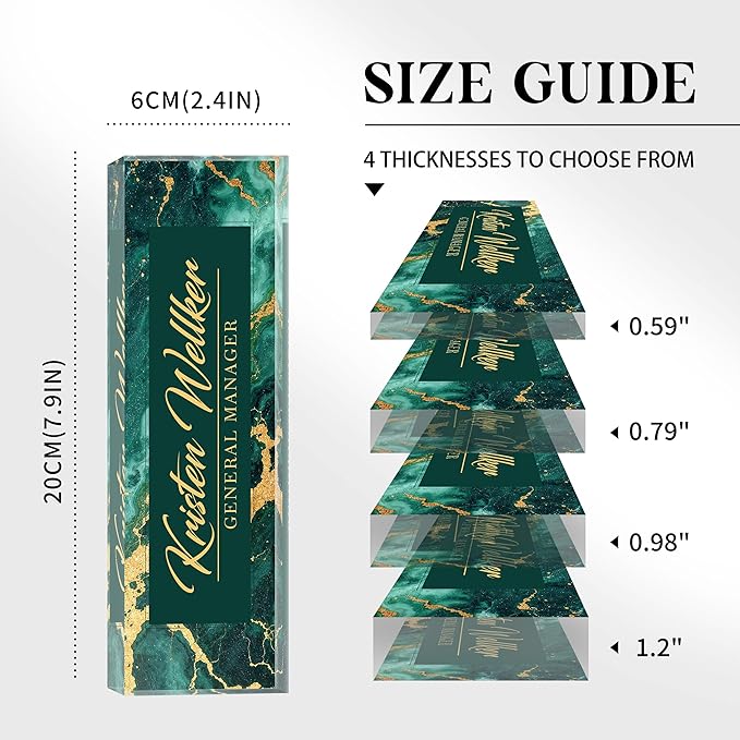 Custom Office Name Plate for Desk, Desk Name Plate Personalized, Personalized Gifts for Women, Appreciation Gifts for Employee Coworkers Boss Teacher, Office Accessories (Green gilding)