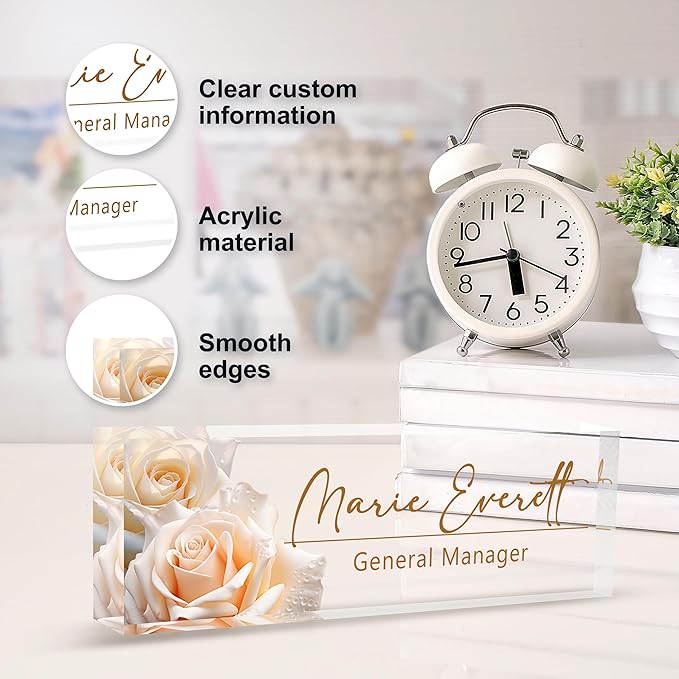 Custom Name Plate for Desk | Personalized Desk Name Plate | Personalized Boss Employee Appreciation Gifts | Acrylic Name Plate Office Desk Accessories