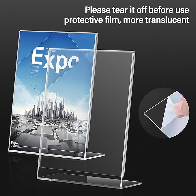 Relx Acrylic Sign Holder 8.5 x 11, Slant Back Display Stand, Clear Frames Plastic Sign Holder for Store, Restaurant (24 Pack)