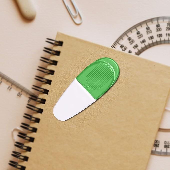 10 Magnetic Memo Holders Set - Large Clip, Plastic - White Green