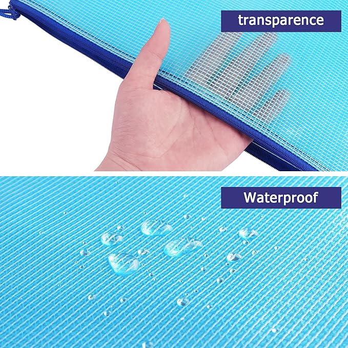 6 Pack Mesh Zipper Pouch Bags, Waterproof Zipper Pouch Zip File Folders for Organization School Office Supplies Travel Storage Bags (Colorful)