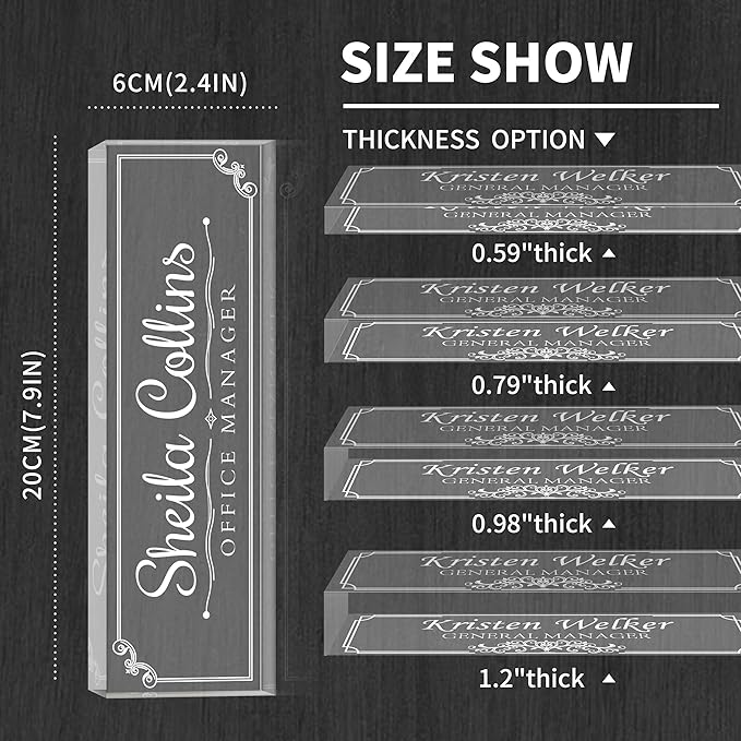 Custom Acrylic Name Plate for Desk, Personalized Office Decor, Engraved Funny Gifts for Coworkers, Boss, Teacher