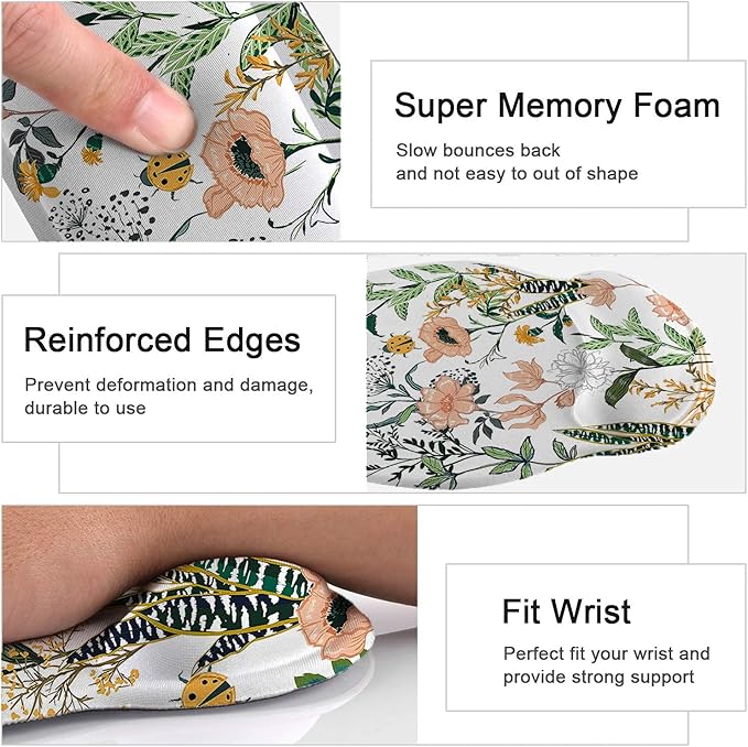 Keyboard Wrist Rest and Mouse Pad, Ergonomic Memory Foam Mouse Pad Wrist Support, Non-Slip & Pain Relief Mouse Pad and Keyboard Wrist Support, Comfortable Mousepad with Wrist Rest for Home, Office