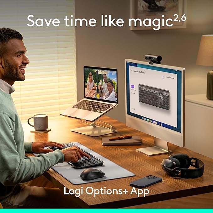 Logitech Signature Slim Solar+ Wireless Bluetooth Keyboard K980 for Mac, Solar and Artificial Light Powered, Up to 10 Years Battery Life, Customizable Keys - Graphite