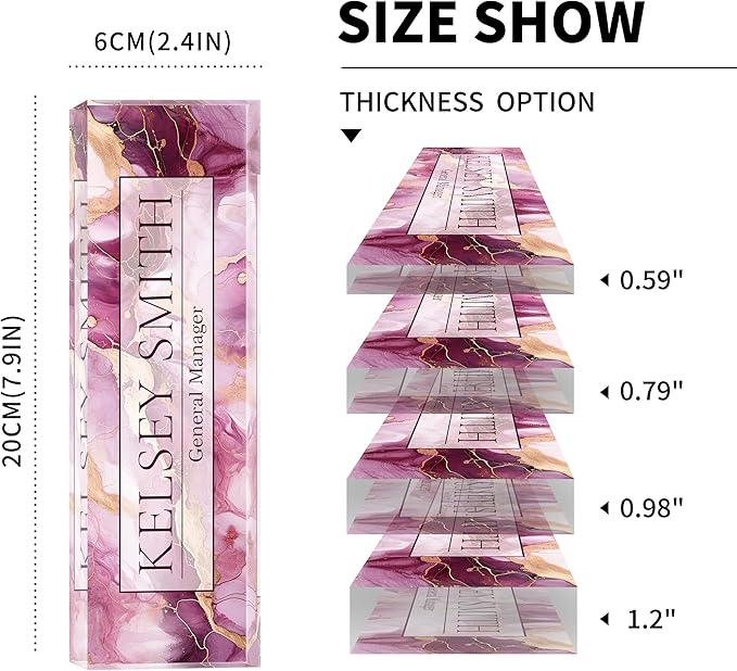 Personalized Name Plate for Desk, Custom Desk Name Plate, Acrylic Name Plate Office Desk Accessories, Personalized Office Gifts for Coworkers Teachers, Employee Appreciation Gifts (C-Mauve Marble)