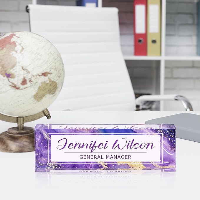 Name Plate for Desk-Personalized Name Plates for Desk-Name Plate Personalized for Office-Gifts for Teacher Boss Employee Appreciation Office Desk Decor (purple C), MYDZBJMT1009
