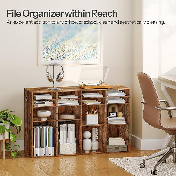 HOOBRO Wooden Literature Organizer, 36-Slot Mail Sorters, Removable Classroom Mailbox, Student Mailboxes for Classroom, Paper Storage Organizer, for Home, Office, Classroom, Rustic Brown FG36WF01