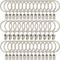 AMZSEVEN 40 Pack Metal Curtain Rings with Clips, Drapery Clips Hooks, Decorative Curtain Rod Clips 1.5 in Interior Diameter, Matte Silver