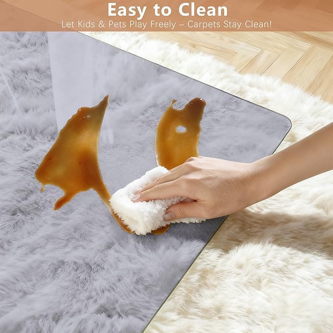 Tempered Glass Gray Chair Mat for Carpet & Hard Floor, 30"x55" Office Chair Mat - Heavy Duty & Scratch Resistant, Non-Slip Pads, Rounded Corners & Polished Edges