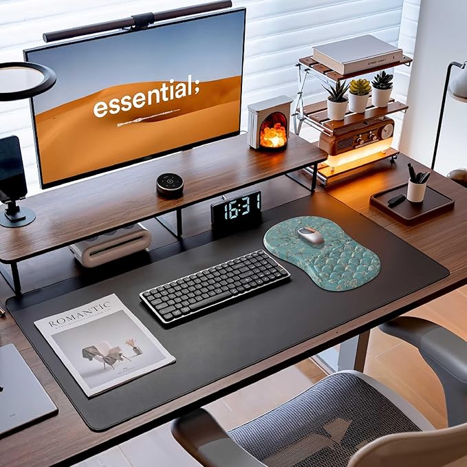 Mouse Pad Wrist Support, Ergonomic Mouse Pad with Wrist Rest, Comfortable Flower Mouse Pad for Laptop, Pain Relief Mousepad with Non-Slip Pu Base