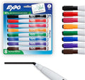 Expo Magnetic Dry Erase Markers with Eraser, Fine Tip, Assorted, 8 Count