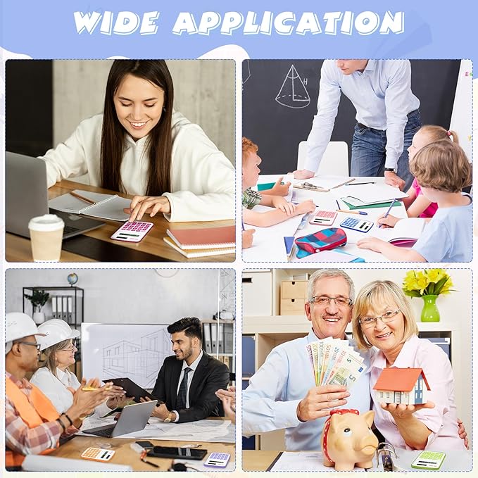 Treela 30 Pcs Pocket Size Calculator for Students Bulk Mini Handheld Cute Basic Standard with Button Battery 8 Digit Display Desktop Calculator for Office, School(Mixed Color)