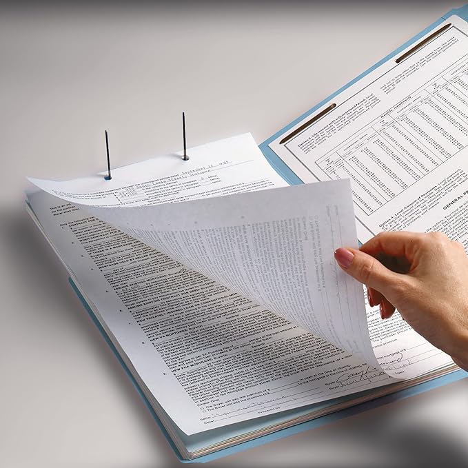 Smead Fastener File Folders, Reinforced 1/3-Cut Tabs, 2 Fasteners, Letter Size, Blue, 50 per Box (12040)