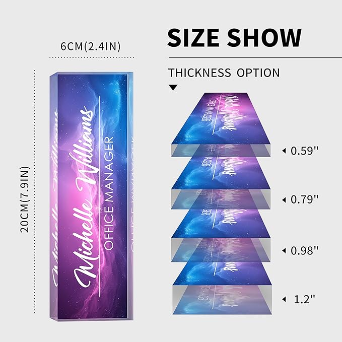 Personalized Name Plate for Desks, Custom Desk Name Plates, Acrylic Name Plate Office Desk Accessories, Personalized Office Gifts for Coworkers Teachers, Employee Appreciation Gifts (Purple Nebula)