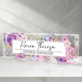 Custom Office Name Plate for Desk, Personalized Gifts for Women, Appreciation Gifts for Employee Coworkers Boss Teacher, Office Accessories (Hundred Flowers)