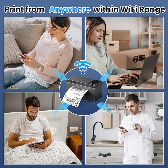 Wireless Shipping Label Printer-WiFi Thermal Label Printer 4x6,WiFi Label Maker for Small Business&Shipping Packages,Compatible with Phone&PC, Widely Used for TIK Tok USPS Amazon