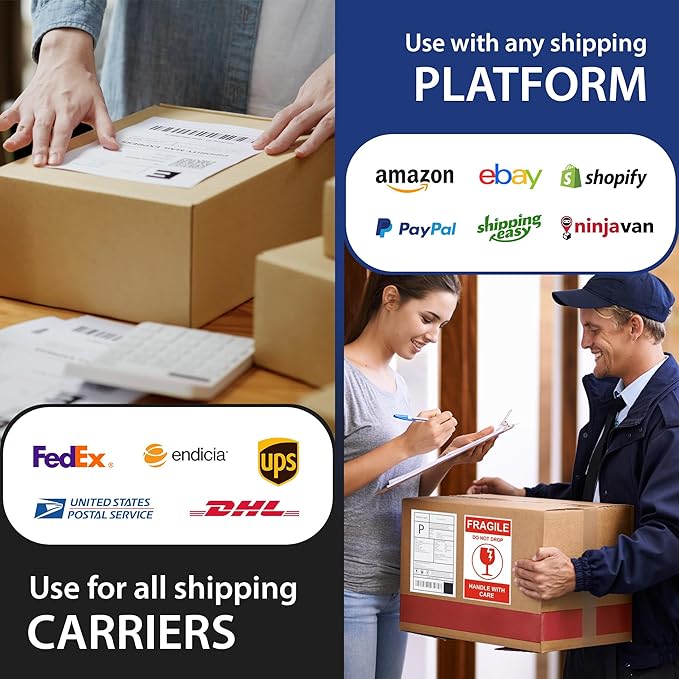 1000 Sheet (2000 Labels) | 8.5" x 11" Half Sheet Self Adhesive Shipping Labels for Laser & Inkjet Printers | Ecommerce, Address, Mailing, Labeling, Packaging