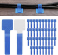 40-Pack Hook and Loop Cable Ties, 3.5 x 1.1 Inch Enhanced Self-Adhesive Cord Organizer for Desk/Home/Wall/Office Essentials, Cable Management Under Desk [Blue]