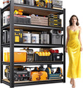 5-Tier Garage Shelving Heavy Duty Storage Shelves, Adjustable Metal Shelving Unit, Utility Garage Organizer Shelf for Basement, Pantry, Kitchen, Warehouse,Supermarket, 16" Dx35 Wx71 H, Black