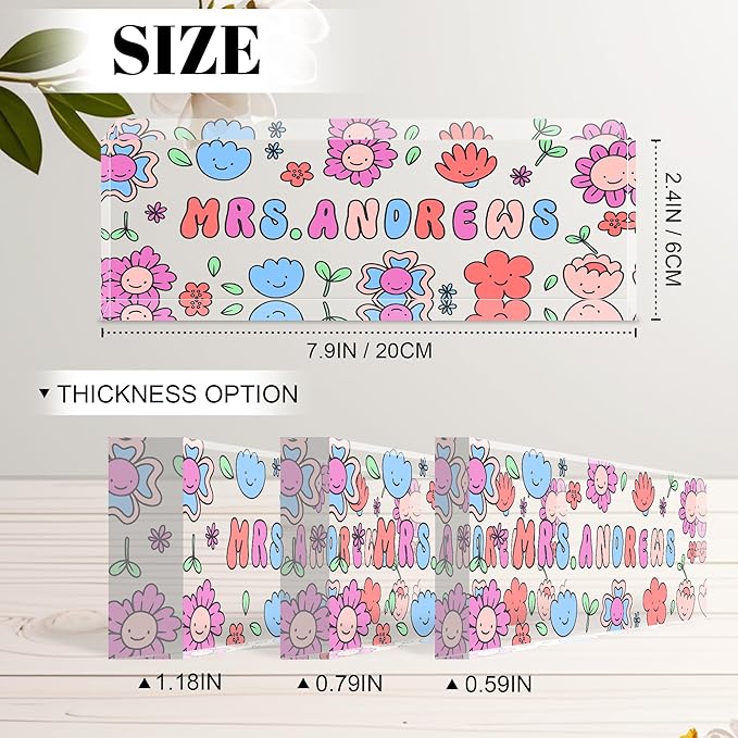 Personalized Name Plate for Desk, Custom Acrylic Desk Name Sign, Office Appreciation Gifts for Women Men Coworkers Boss Teacher Employee (Teacher)