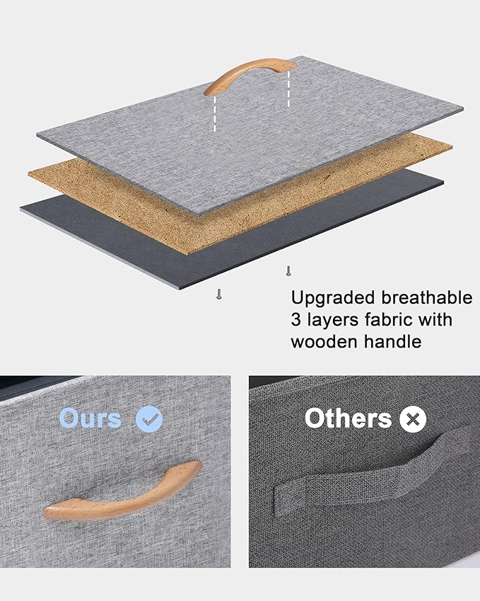 Crestlive Products Vertical Dresser Storage Tower - Sturdy Steel Frame, Wood Top, Easy Pull Fabric Bins - Wide Organizer Unit for Bedroom, Hallway, Entryway, Closets - 5 Drawers(Light Gray)