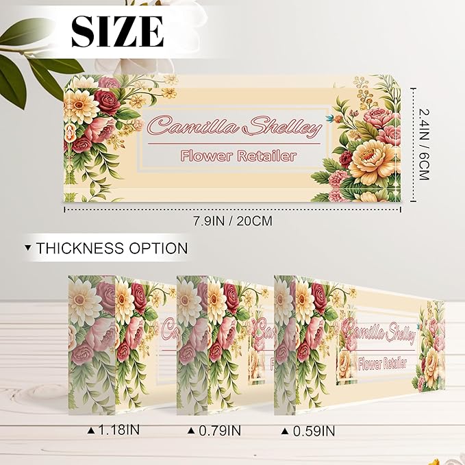 Personalized Name Plate for Desk, Custom Acrylic Desk Name Sign, Office Appreciation Gifts for Women Men Coworkers Boss Teacher Employee (Flower-Rose)