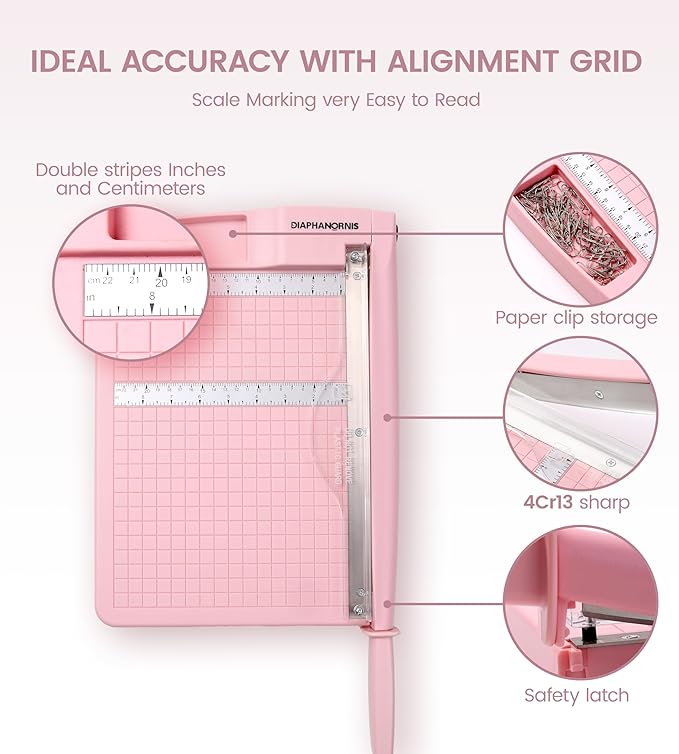 Paper Trimmer, 12" Cutting Length Heavy Duty Paper Cutter with Safety Protection and Blade Lock, Paper Cutter 12 Sheets, Cardstock/Laminate