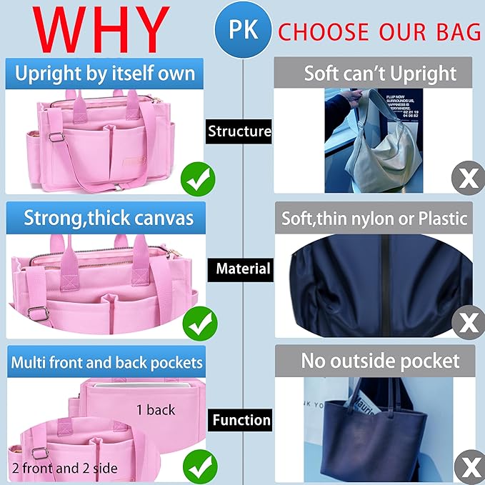 Canvas Tote Bag for Women,Women's Bags Crossbody Bags Work Laptop Tote Bag Large Handbags Purse for Travel Nurse Teacher