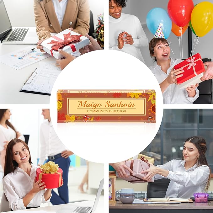 Personalized Name Plate for Desk Custom Acrylic Desk Name Plate Custom Employee Appreciation Gifts Office Gifts for Women, Men, Boss, Coworkers, Teacher, Nurse (Autumn)