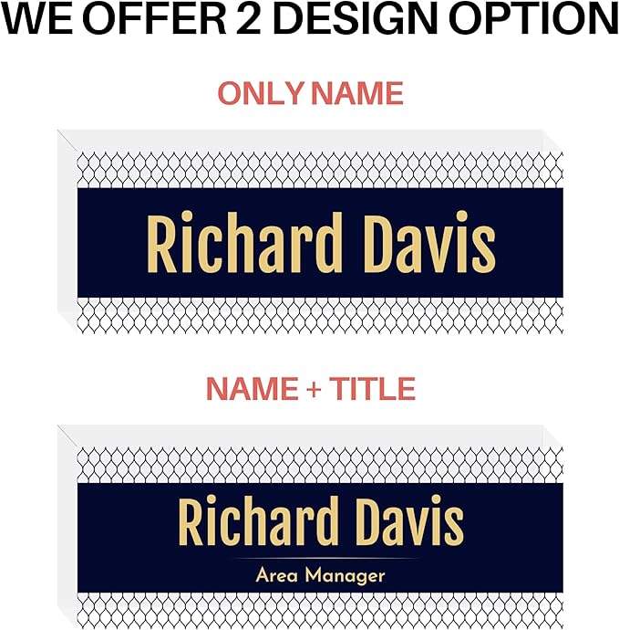 Customized Clear Acrylic Thick 8x3" Desk Name Plate Block with Personalized Logo - Professional Office Decor - Customized Acrylic Plate Gift for Teacher Co-workers, Christmas Gifts for Her, Thanksgiving Gifts (Elegant Navy)