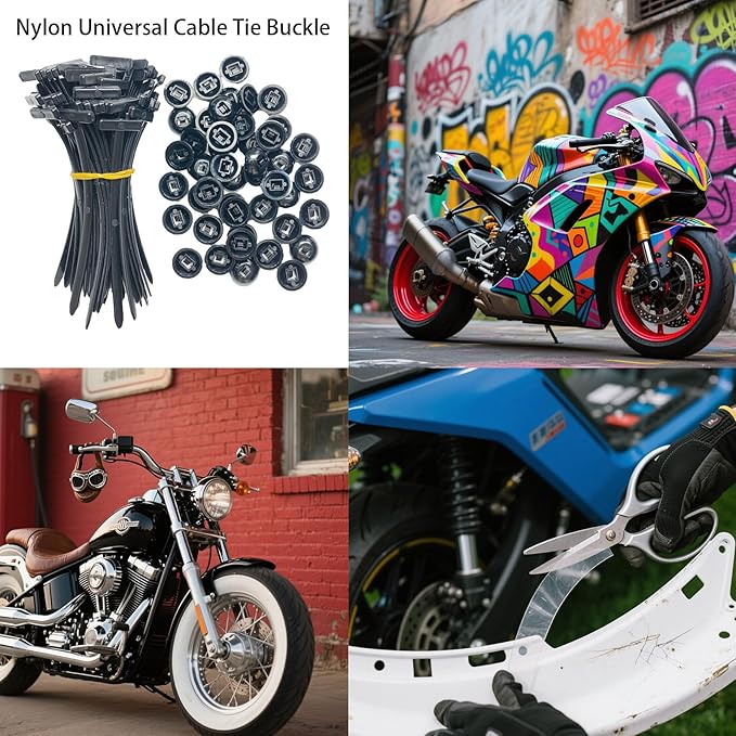 100PCS Heavy‑Duty Self‑Locking Nylon Cable Tie Clips – UV‑Resistant Multifunctional Push Rivet Fasteners for Automotive Fender, Trunk, Engine Cover & Interior Trim (100)